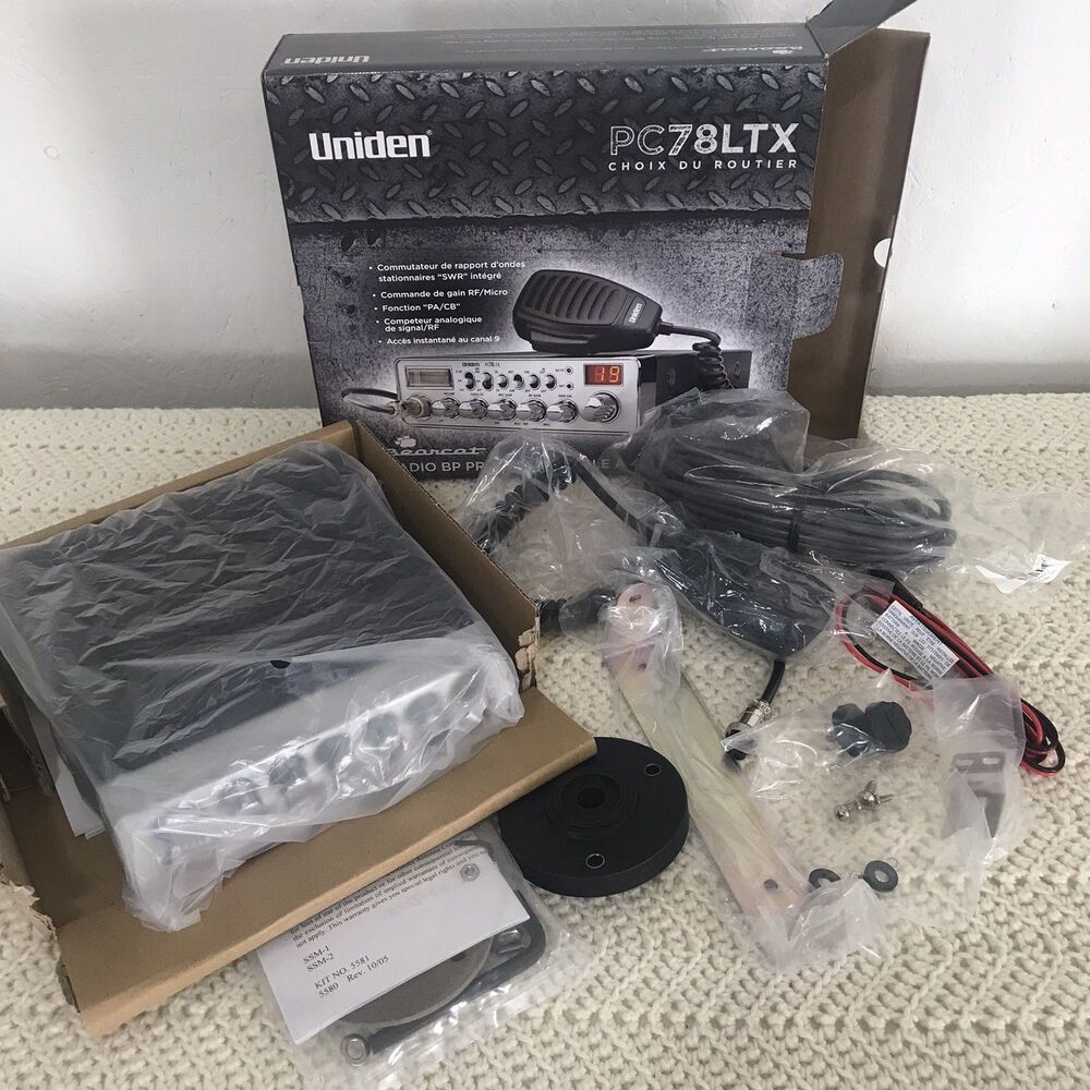 Uniden PC78LTX 40-Channel CB Radio And Instillation Accessories Lot